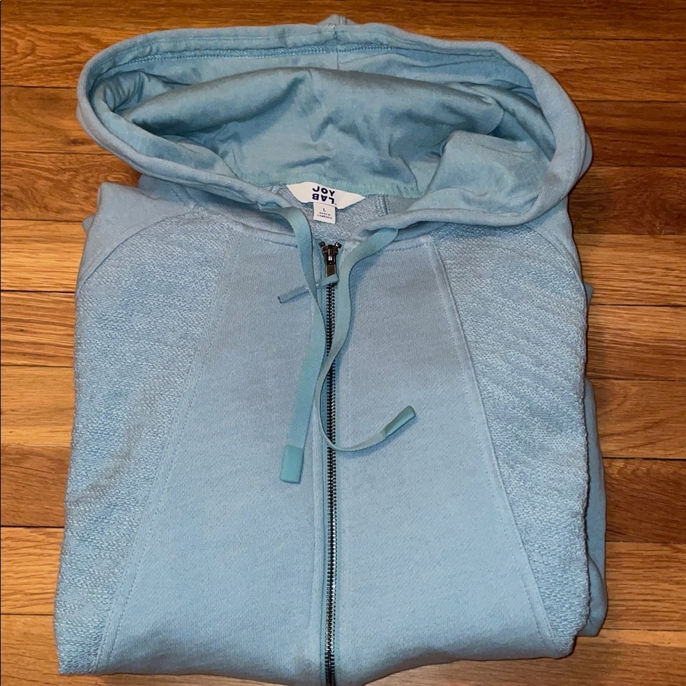 JoyLab Light Green/Teal Cotton Textured Zip Up Hoodie. Oversized. Size Large.